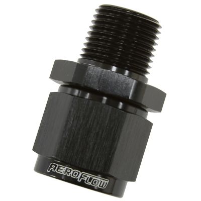 Aeroflow 1/2" NPT To -10AN Female Nut Black Straight Swivel Nut