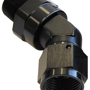 Aeroflow 45 Deg 1/4" NPT To -6AN Femaleblack Full Swivel Fitting AF919-06-04BLK