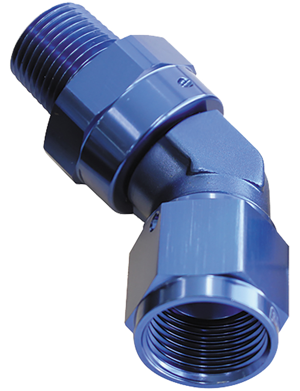 Aeroflow 45 Deg 1/2 NPT To -10AN Femaleblue Full Swivel Fitting