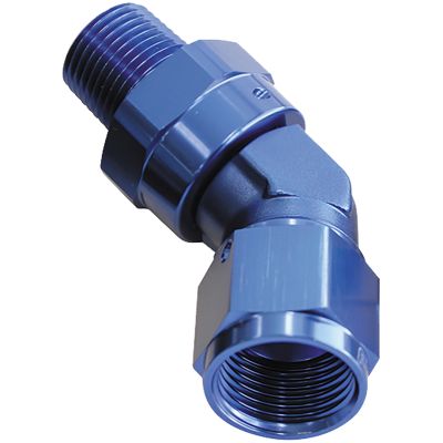 Aeroflow 45 Deg 1/2 NPT To -12AN Femaleblue Full Swivel Fitting