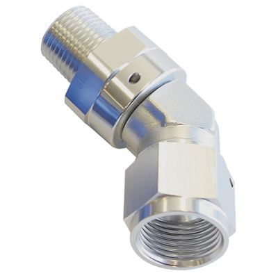 Aeroflow 45 Deg 3/4 NPT To -12AN Femalesilver Full Swivel Fitting