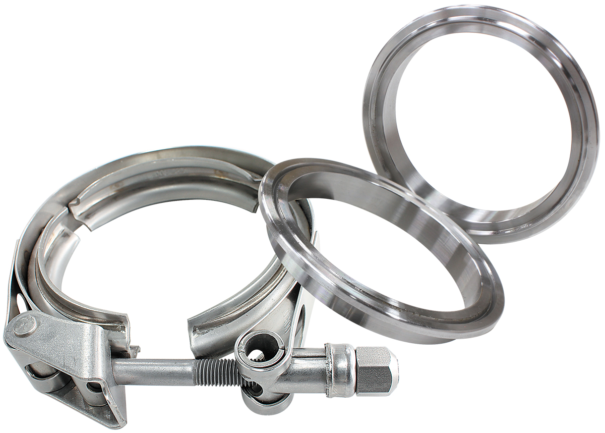 Aeroflow 4" Steel V Band Clamp Kit 2 X Weld Rings 1 X Stainless Clamp