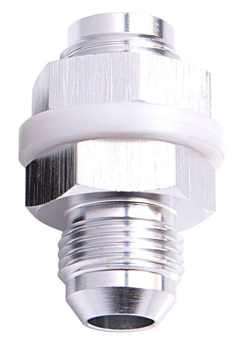 Aeroflow Fuel Cell Fitting -8AN Silver Fuel Cell Bulkhead Fitt