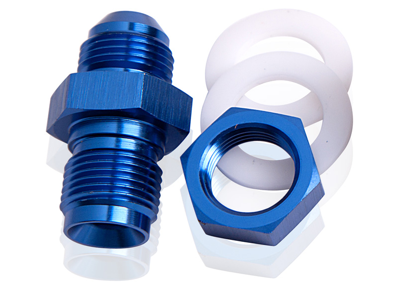 Aeroflow Fuel Cell Fitting -16AN Blue Fuel Cell Bulkhead Fitt