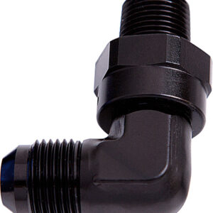 Aeroflow 90 Deg 3/8" NPT To -6AN Black Male Swivel Thread