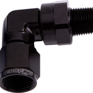 Aeroflow 90 Deg 3/8" NPT To -6AN Black Female Swivel Nut