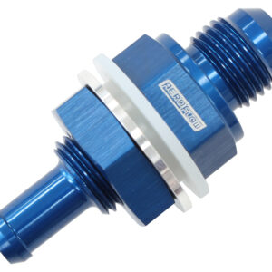 AEROFLOW Fuel Cell Bulkhead Fitting -6AN to 5/16" Barb Blue