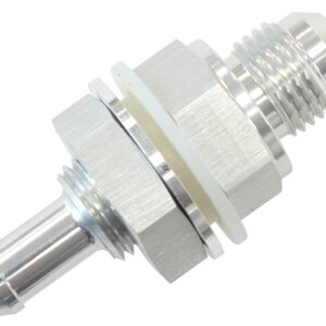 AEROFLOW Fuel Cell Bulkhead Fitting -6AN to 5/16" Barb Silver