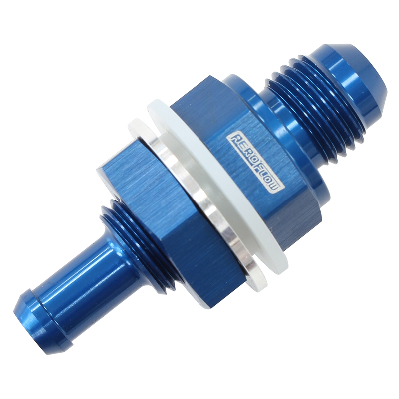 Aeroflow Performance -6AN to 5/16" Barb Blue Bulkhead Fitting | Billet Aluminium