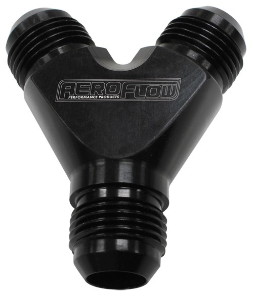 Aeroflow Y Block -4AN Out -3AN In Black 1X -4AN Out 2X -3AN In