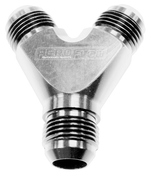 Aeroflow Y Block -8AN In -6AN Out Silver 1X -8AN In 2X -6AN Out