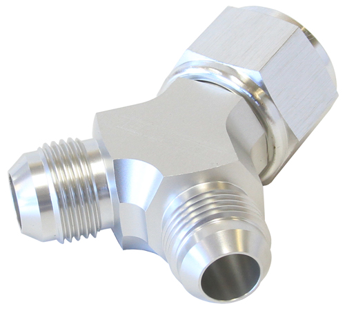 Aeroflow Y Piece -8 Swivel Nut 2X -6AN Silver