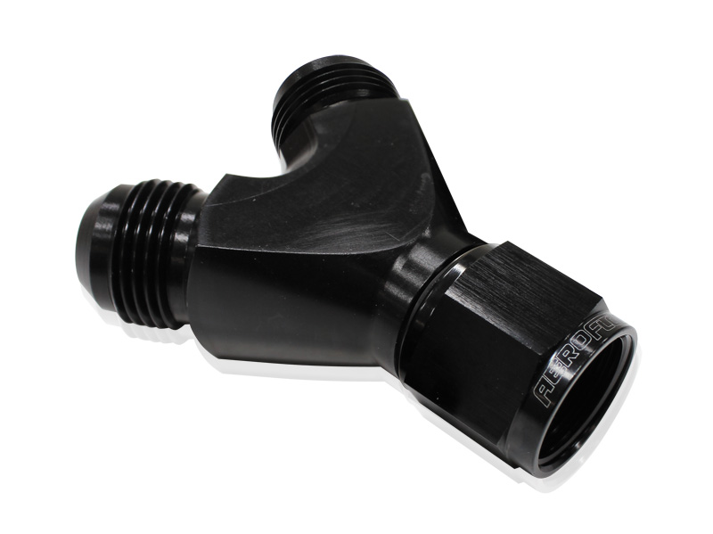 Aeroflow Y Piece -10 Swivel Nut 2X -8ANblack