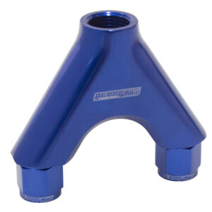 Aeroflow Billet Y-Piece 2X -8AN Female To 1X -10ORB Blue