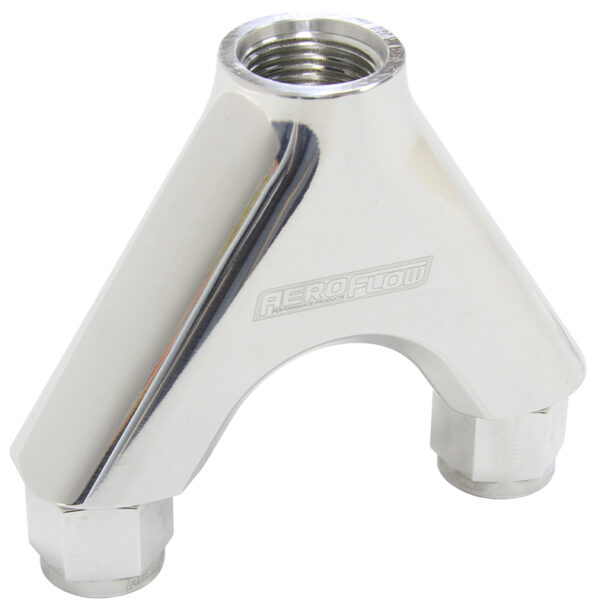 Aeroflow Billet Y-Piece 2X -8AN Female To 1X -10ORB Polished