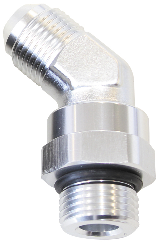 Aeroflow Male -8 ORB 45 To -6AN Male Silver Full Swivel