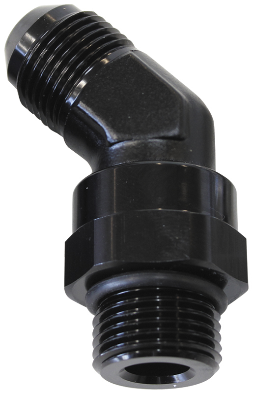 Aeroflow Male -6 ORB 45 To -6AN Male Black Full Swivel