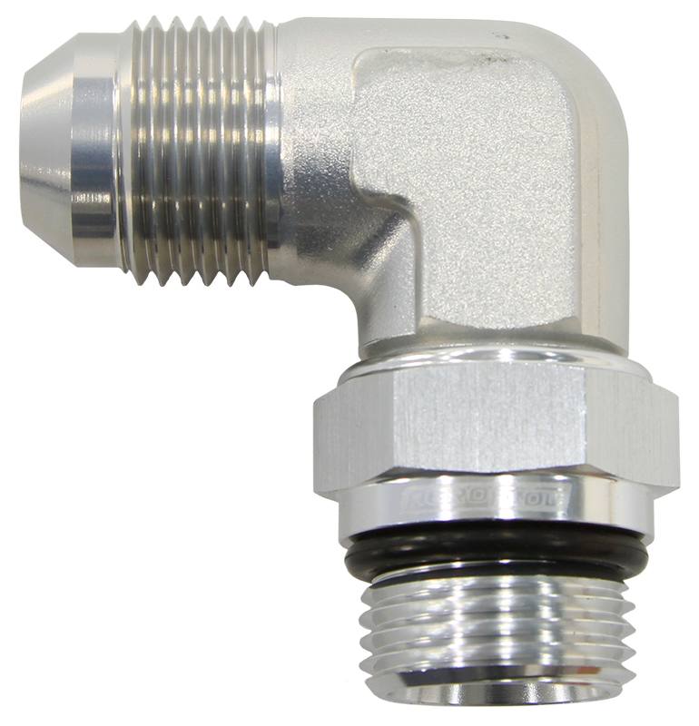 Aeroflow Male -6 ORB 90 To -6AN Male Silver Full Swivel