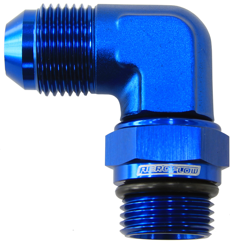 Aeroflow Male -10 ORB 90 To -8AN Male Blue Full Swivel