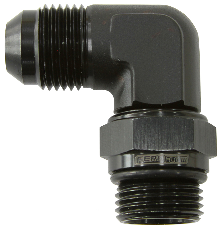 Aeroflow Male -12 ORB 90 To -12AN Male Black Full Swivel