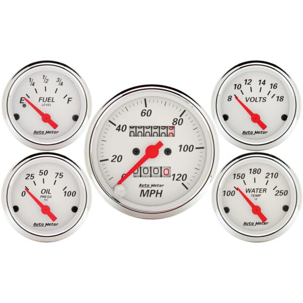 AUTOMETER 5pc Gauge Kit 3 1/8" & 2 1/16", Mech. Speedometer, Arctic White - Image 10