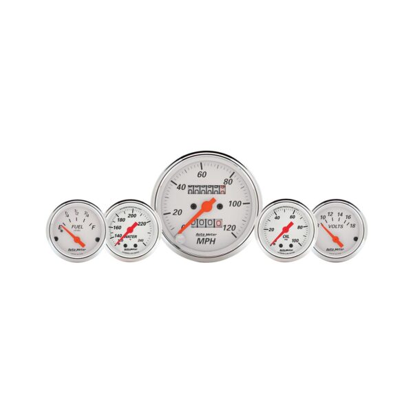 AUTOMETER 5pc Gauge Kit 3 1/8" & 2 1/16", Mech. Speedo., Wtmp & Oilp, Arctic Wht - Image 10