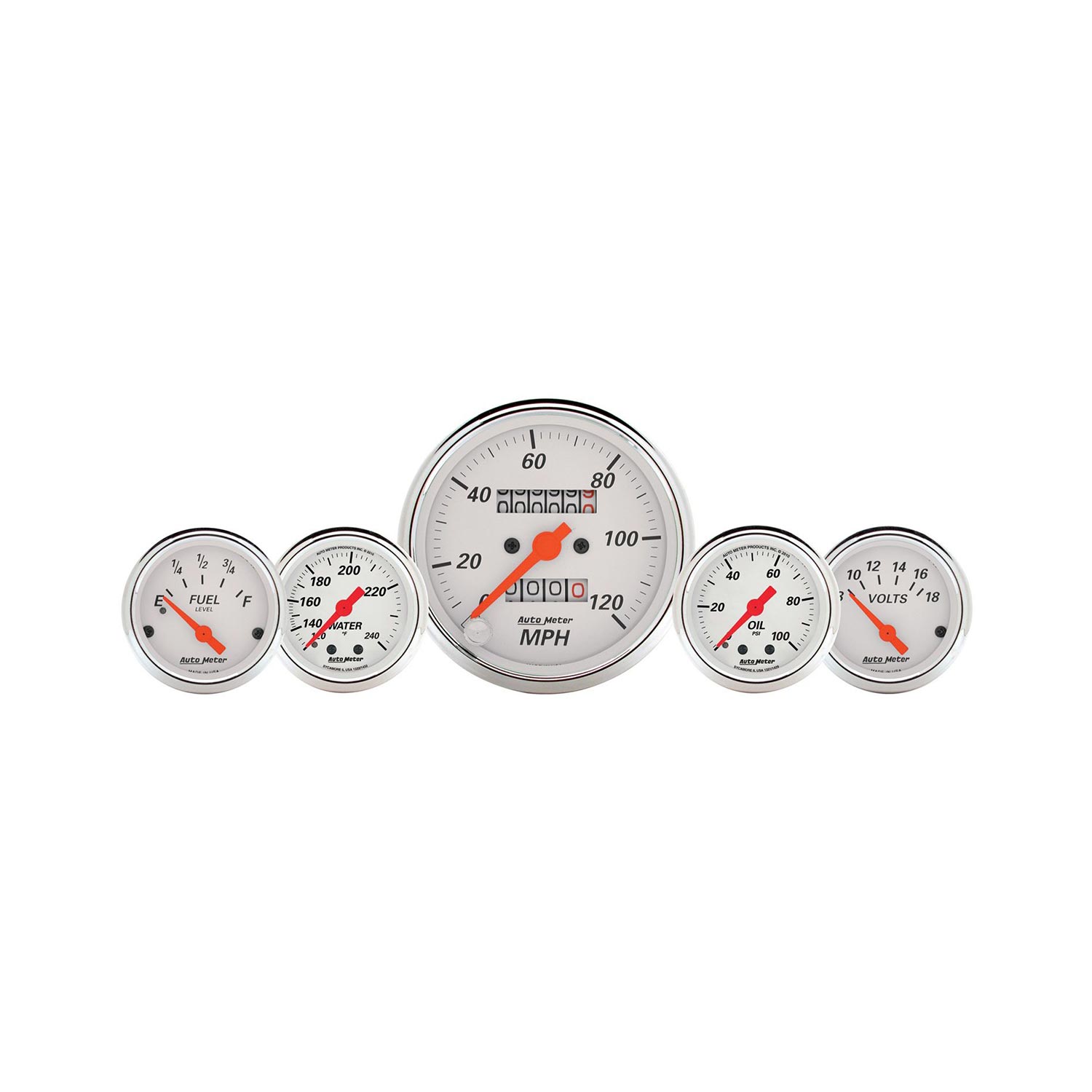 AUTOMETER 5pc Gauge Kit 3 1/8" & 2 1/16", Mech. Speedo., Wtmp & Oilp, Arctic Wht - Image 10
