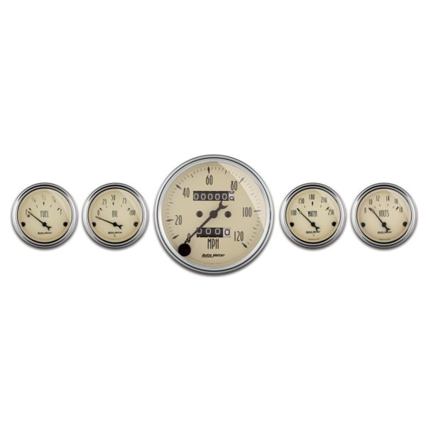 AUTOMETER 5pc Gauge Kit 3 1/8" & 2 1/16", Mech. Speedometer, Antique Beige - Image 10