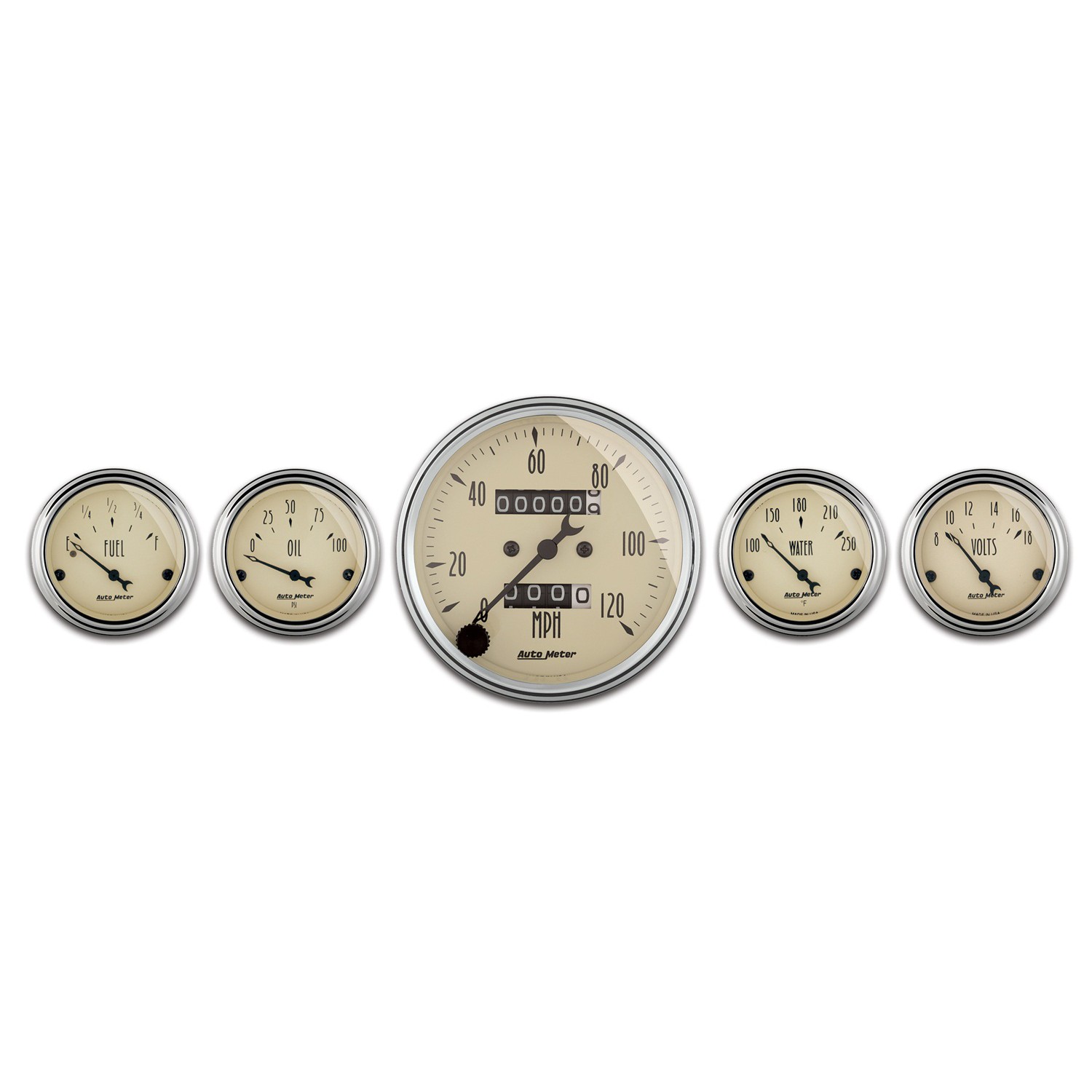 AUTOMETER 5pc Gauge Kit 3 1/8" & 2 1/16", Mech. Speedometer, Antique Beige - Image 10