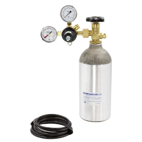 DEDENBEAR 2.5 LB Complete C O 2 Bottle Kit, Valve, Regulator, Tubing