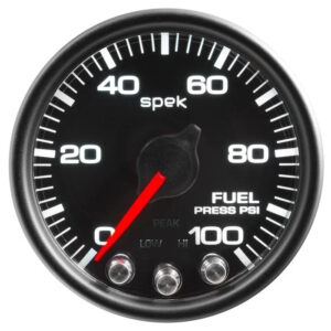 AUTOMETER Fuel Pressure Gauge 2 1/16", 100PSI, Stepper Motor W/Peak & Warn, Black/Black, Spek