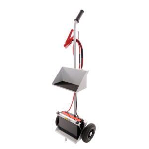 BROWN & GEESON Battery Trolley With Tray, Powder Coated Grey