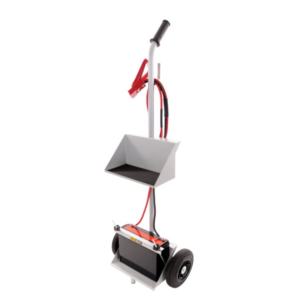 BROWN & GEESON Battery Trolley With Tray, Powder Coated Grey