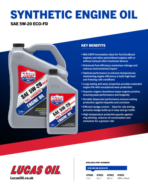 LUCAS Synthetic 5W-20 ECO-FD Engine Oil 199L Drum