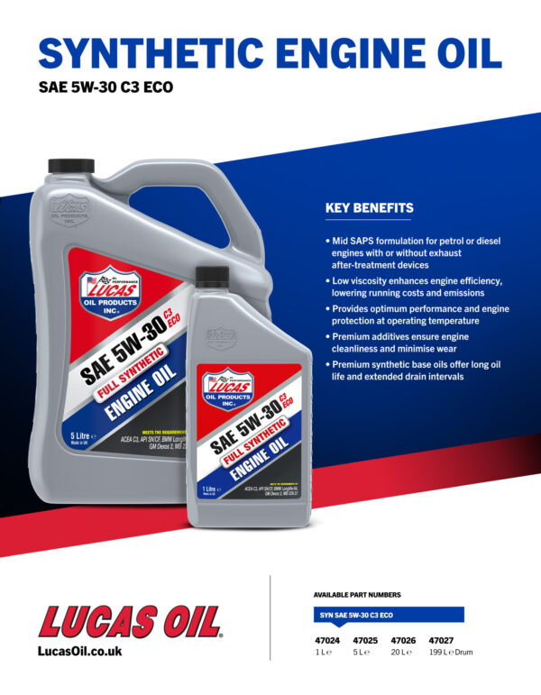 LUCAS Synthetic 5W-30 C3 ECO Engine Oil 1L - Image 3
