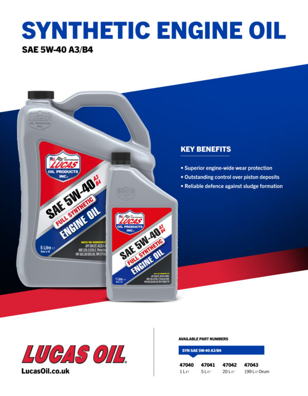 LUCAS Synthetic 5W-40 A3/B4 Engine Oil 20L