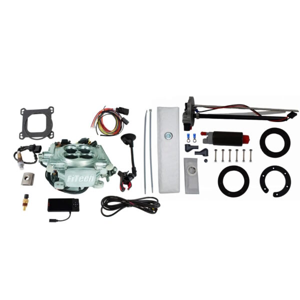 FITECH Go EFI 4 600 HP Power Adder Bright Aluminum EFI System With Go Fuel 340 LPH In Tank Master Kit
