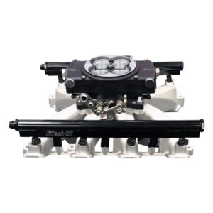 FITECH Retro LS Port/ 750 HP EFI Throttle Body System/ LS1 Engines/ Matte Black Finish/ 4150 Flange/ Drives Coil Packs/ Transmission Control/ 24 and 58 Tooth Reluctor/ Self Learning/ Tight Fit Regulator