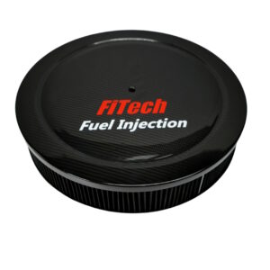 FITECH 3 Inch Air Filter 1.5 Inch Drop Base/ Carbon Fiber/ Air Filter Top/ 14 Inch Diameter/ 2 Inch Tall Air Filter/ Cotton Gauze/ Black Element