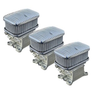 FITECH 3 Individual Filter Assemblies/ 7.125" L X 4.75" W X 4 Inch" H/ Polished Finish/ Finned Top/ Cotton Gauze/ Gray Element/ Hardware Included