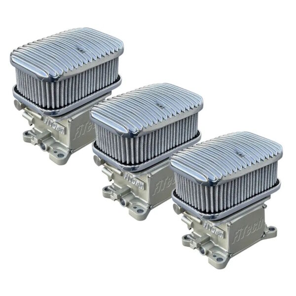 FITECH 3 Individual Filter Assemblies/ 7.125" L X 4.75" W X 4 Inch" H/ Polished Finish/ Finned Top/ Cotton Gauze/ Gray Element/ Hardware Included