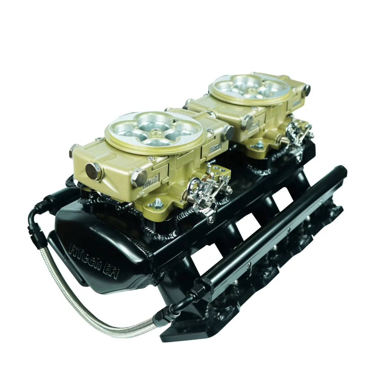 FITECH Ultimate LS 750 HP Dual Quad Classic Gold EFI System With Cathedral Port Intake & Transmission Control