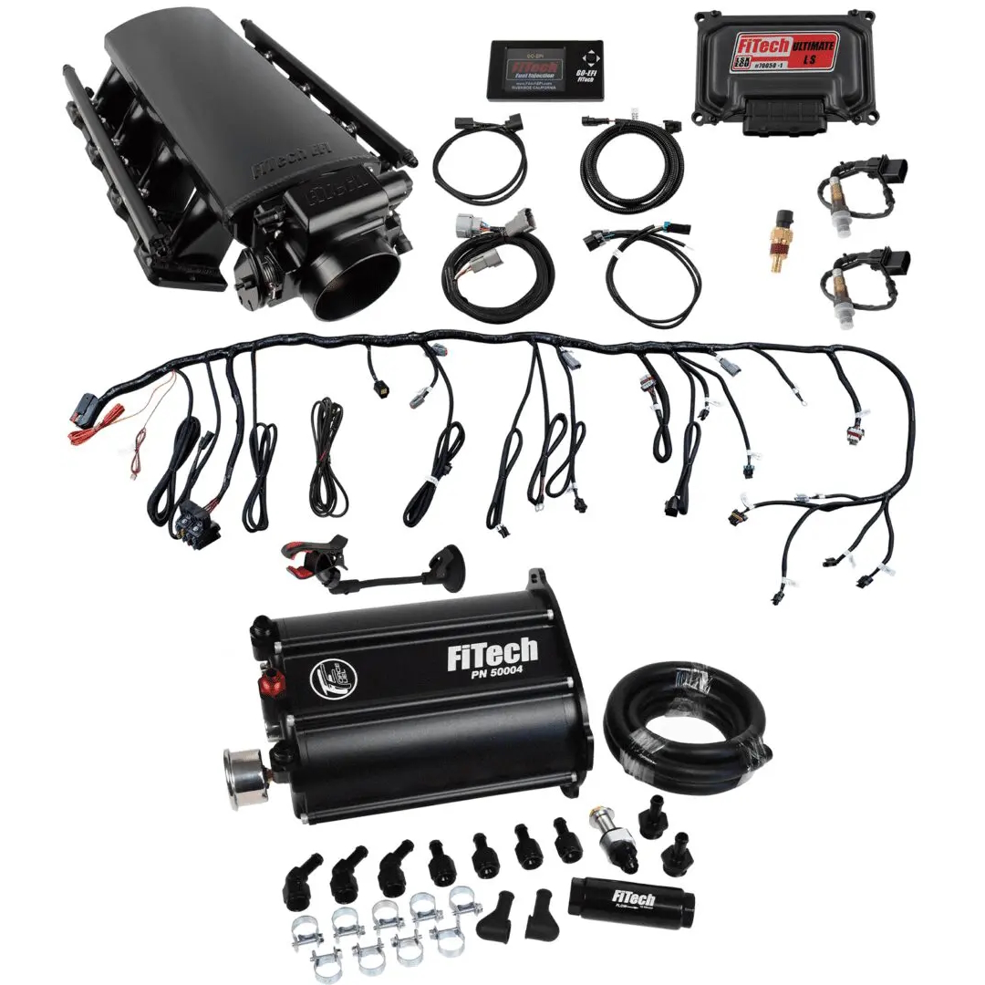 FITECH Ultimate LS 500 HP EFI System With Short Cathedral Intake, Transmission Control & Force Fuel Master Kit