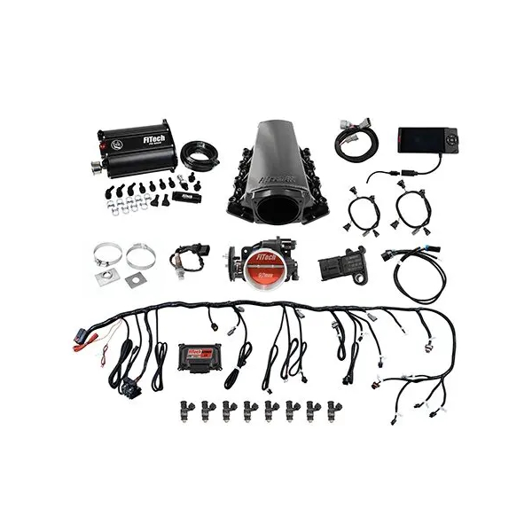 FITECH Ultimate LS 500 HP EFI System With Long Runner Cathedral Intake, Transmission Control & Force Fuel Master Kit