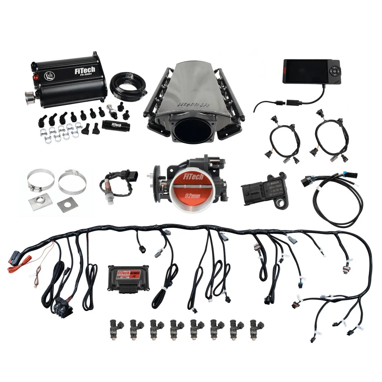 FITECH Ultimate LS 500 HP EFI System With Short LS3 Port Intake & Force Fuel Master Kit
