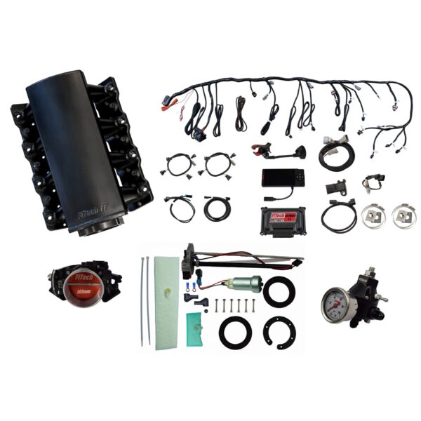 FITECH Ultimate LS 750 HP EFI System With Short Cathedral Intake, Transmission Control, In Tank 440 LPH Pump Module & Go Fuel Regulator Master Kit