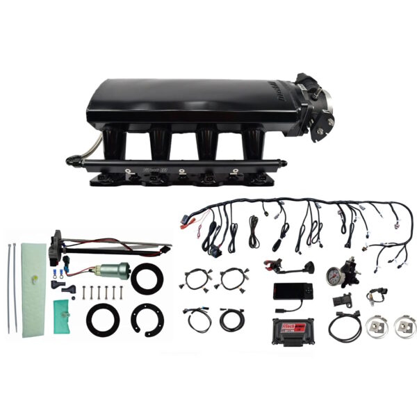 FITECH Ultimate LS 750 HP EFI System With Long Runner Cathedral Intake, In Tank 440 LPH Pump Module & Go Fuel Regulator Master Kit