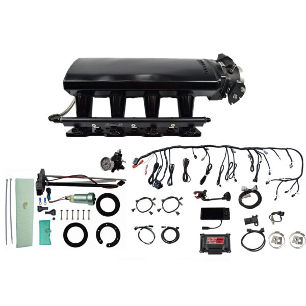 FITECH Ultimate LS 750 HP EFI System With Long Runner Cathedral Intake, Transmission Control, In Tank 440 LPH Pump Module & Go Fuel Regulator Master Kit