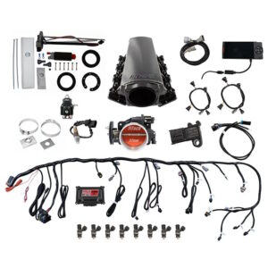 FITECH Ultimate LS 500 HP EFI System With Short Cathedral Intake, Transmission Control, In Tank 340 LPH Pump Module & Go Fuel Regulator Master Kit