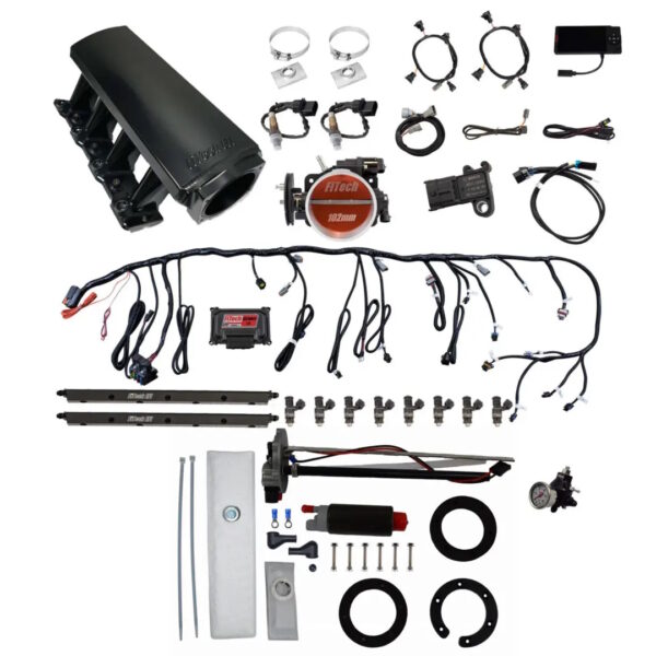 FITECH Ultimate LS 750 HP EFI System With Long Runner Cathedral Intake, Transmission Control, In Tank 340 LPH Pump Module & Go Fuel Regulator Master Kit